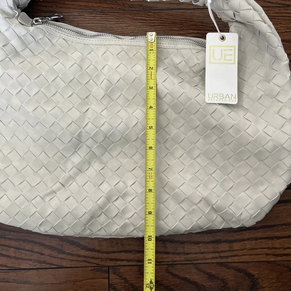 Urban Expressions Vanessa Large Woven Hobo Bag Bone Ivory Anthropologie NWT